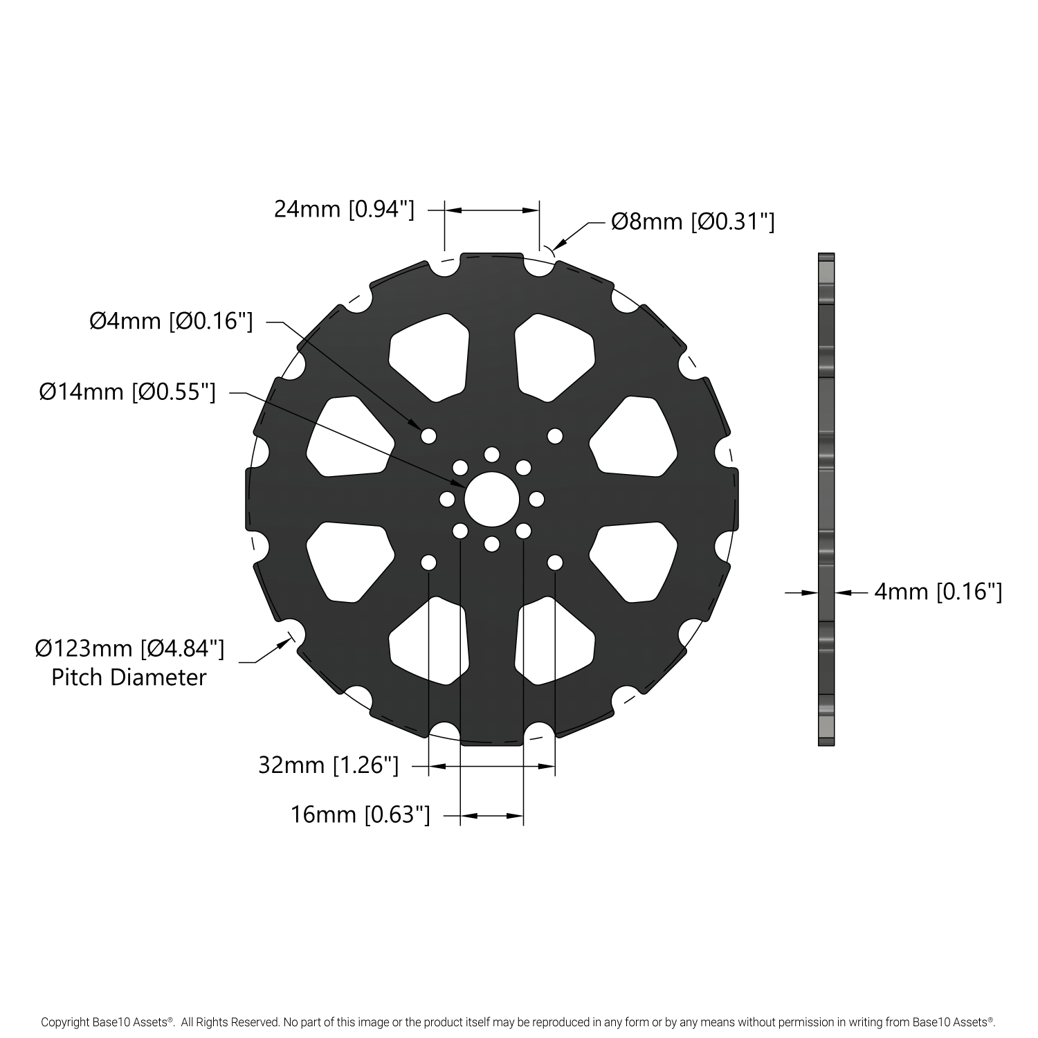 24mm Pitch, Acetal Track Sprocket (16 Tooth) - 2 Pack - goBILDA®