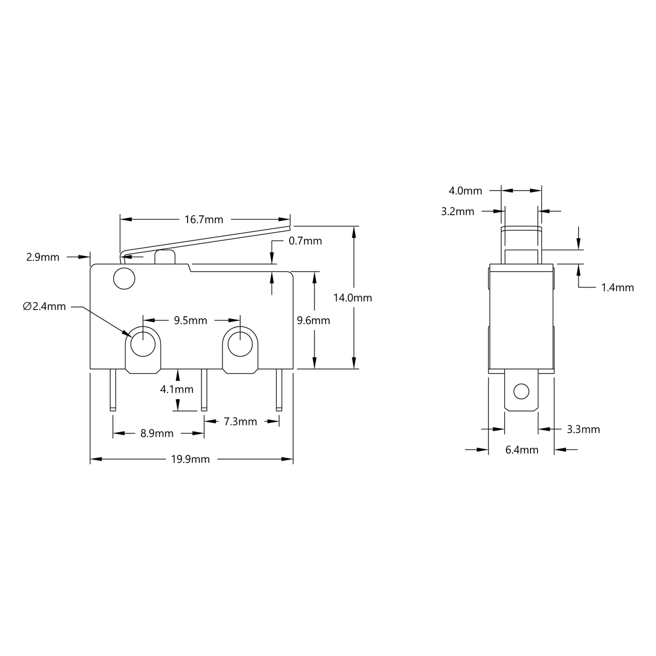 Micro Limit Switch (Straight Lever) - 2 Pack - goBILDA®
