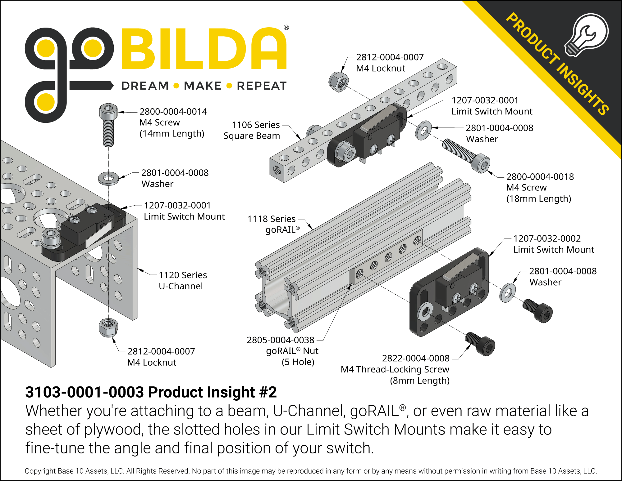Micro Limit Switch (Straight Lever) - 2 Pack - goBILDA®