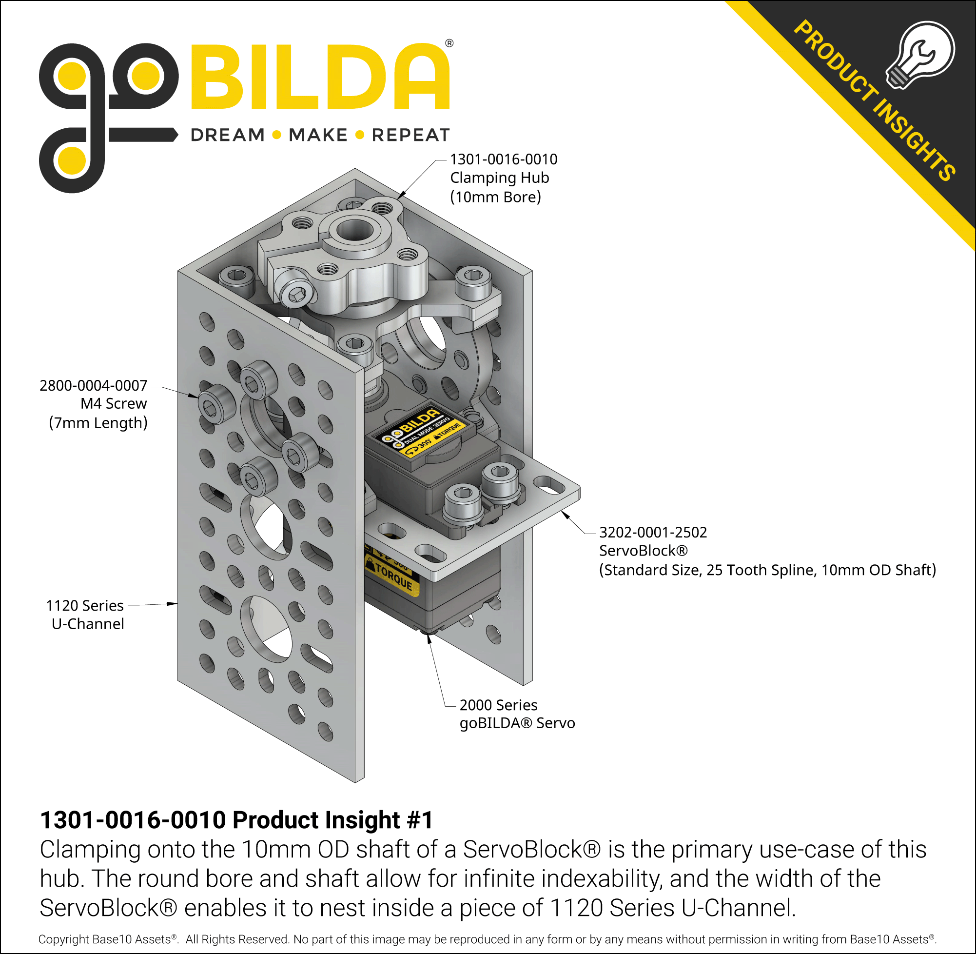 1301 Series Clamping Hub (10mm Bore) - goBILDA®