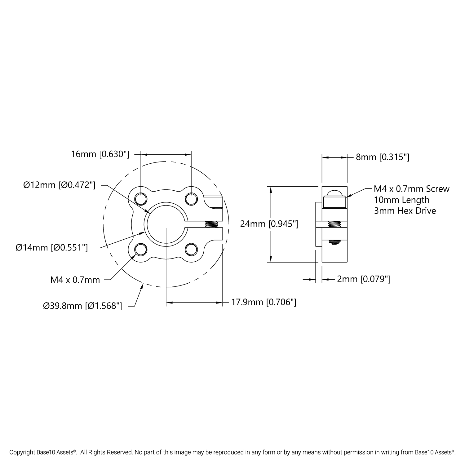 1301 Series Clamping Hub (12mm Bore) - goBILDA®