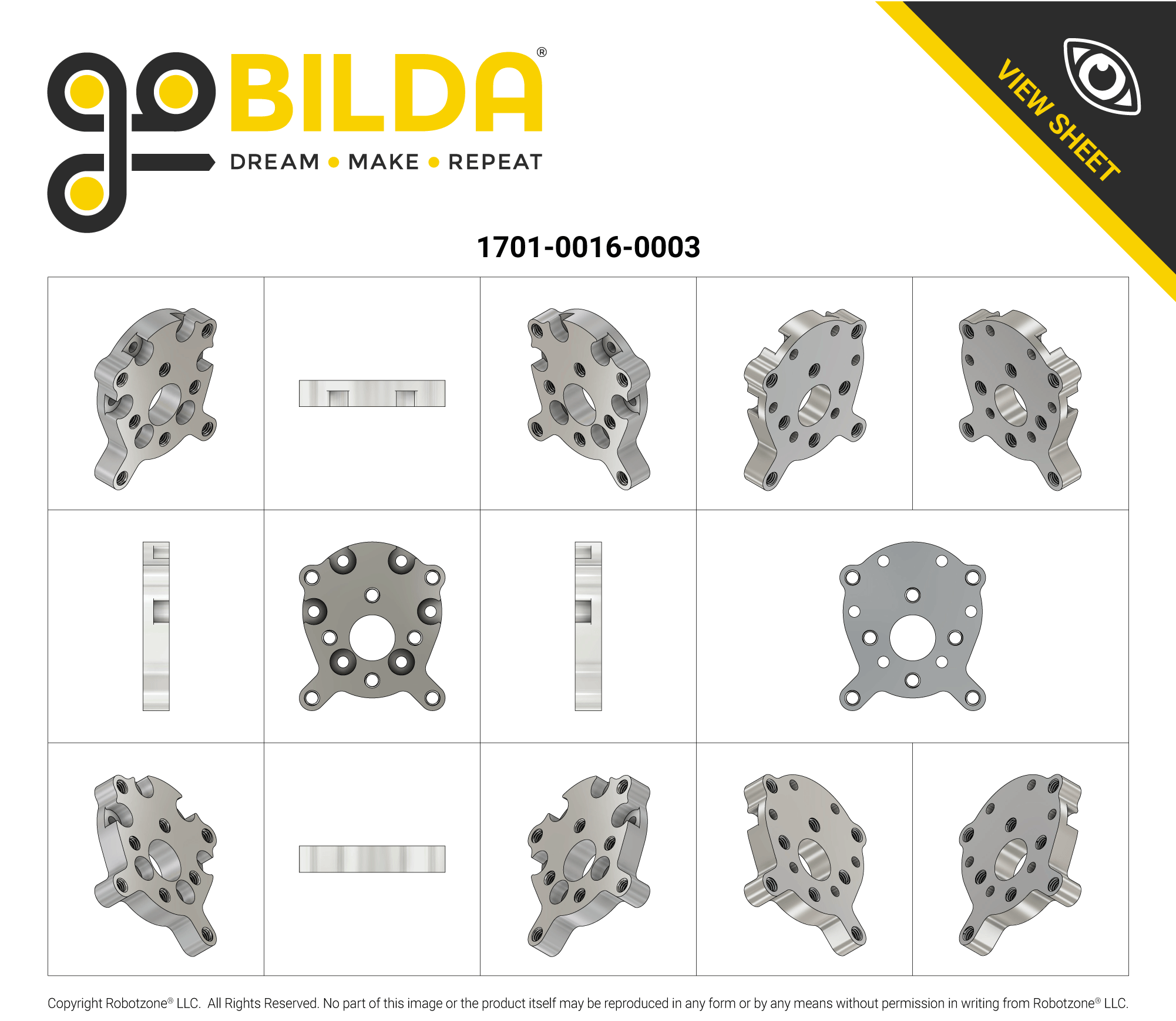 1701 Series Face Tapped Motor Mount (16-3) - goBILDA®