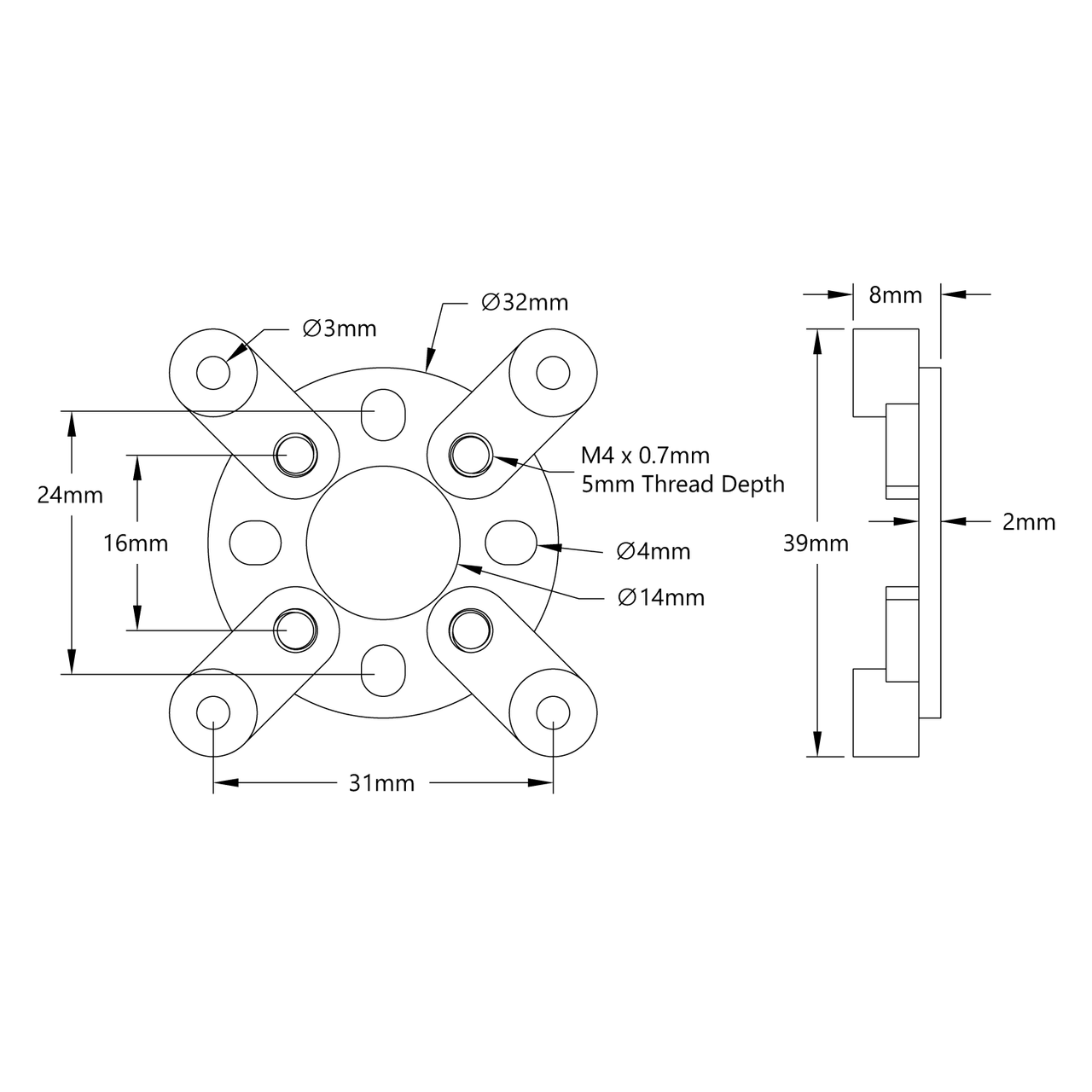 1700 Series Face Tapped Stepper Motor Mount (NEMA 17) - goBILDA