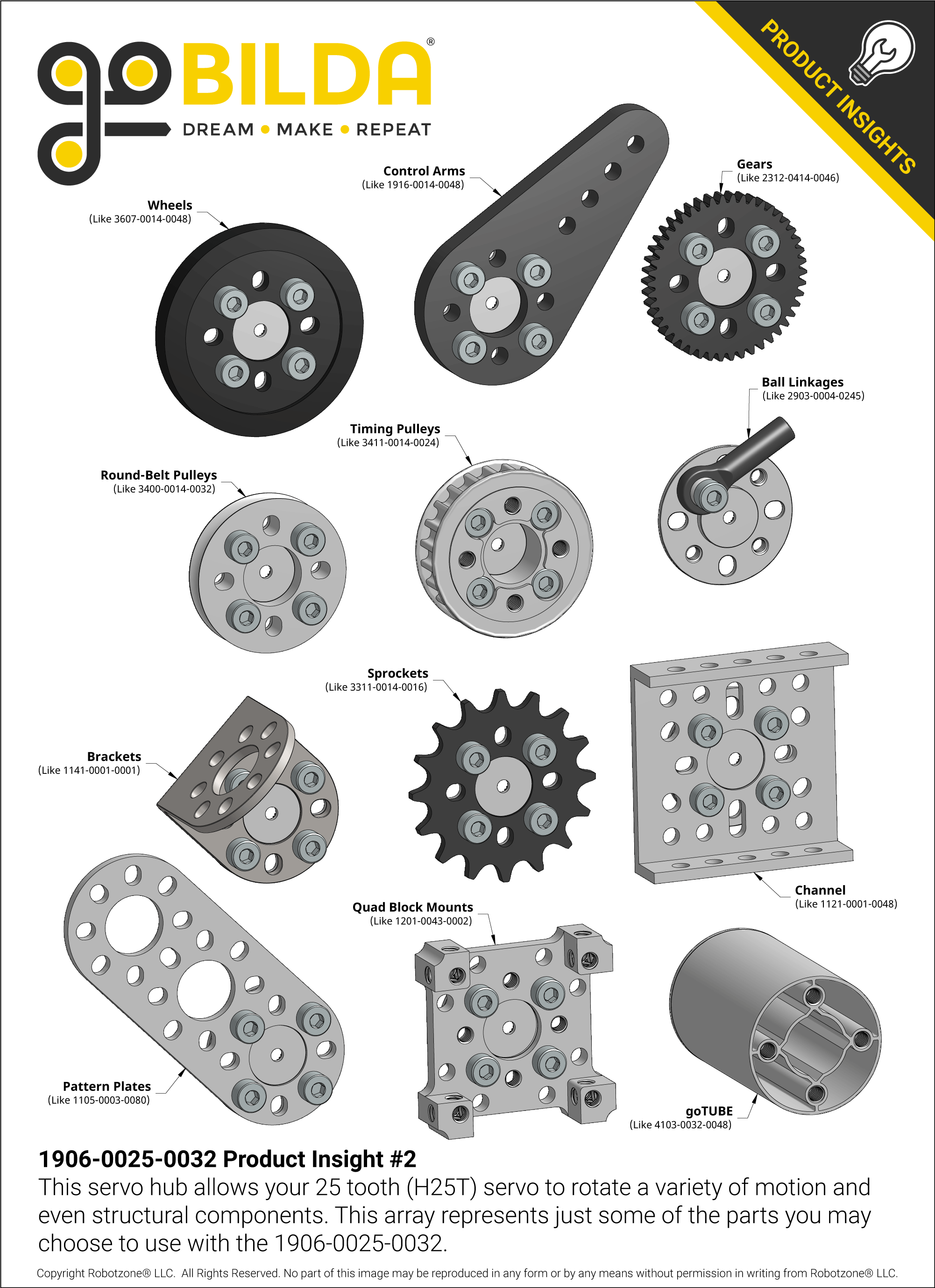 1906 Series Low-Profile Servo Hub (25 Tooth Spline, 32mm Diameter