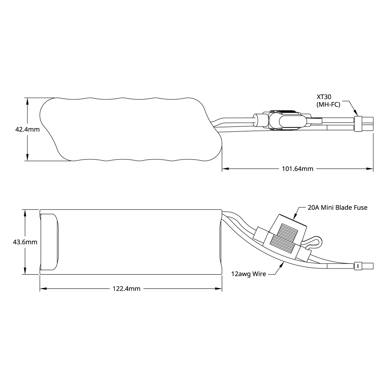 12V NiMH Nested Battery (3000mAh