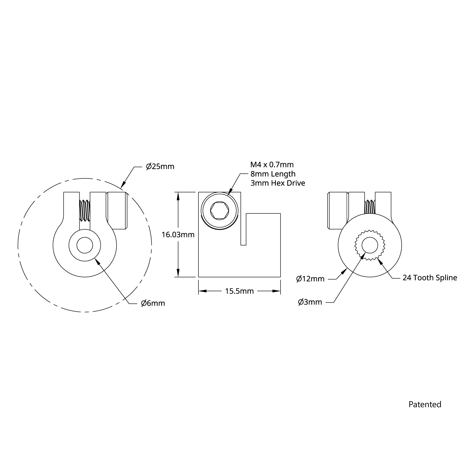 4001 Series Clamping Servo to Shaft Coupler (24 Tooth Spline