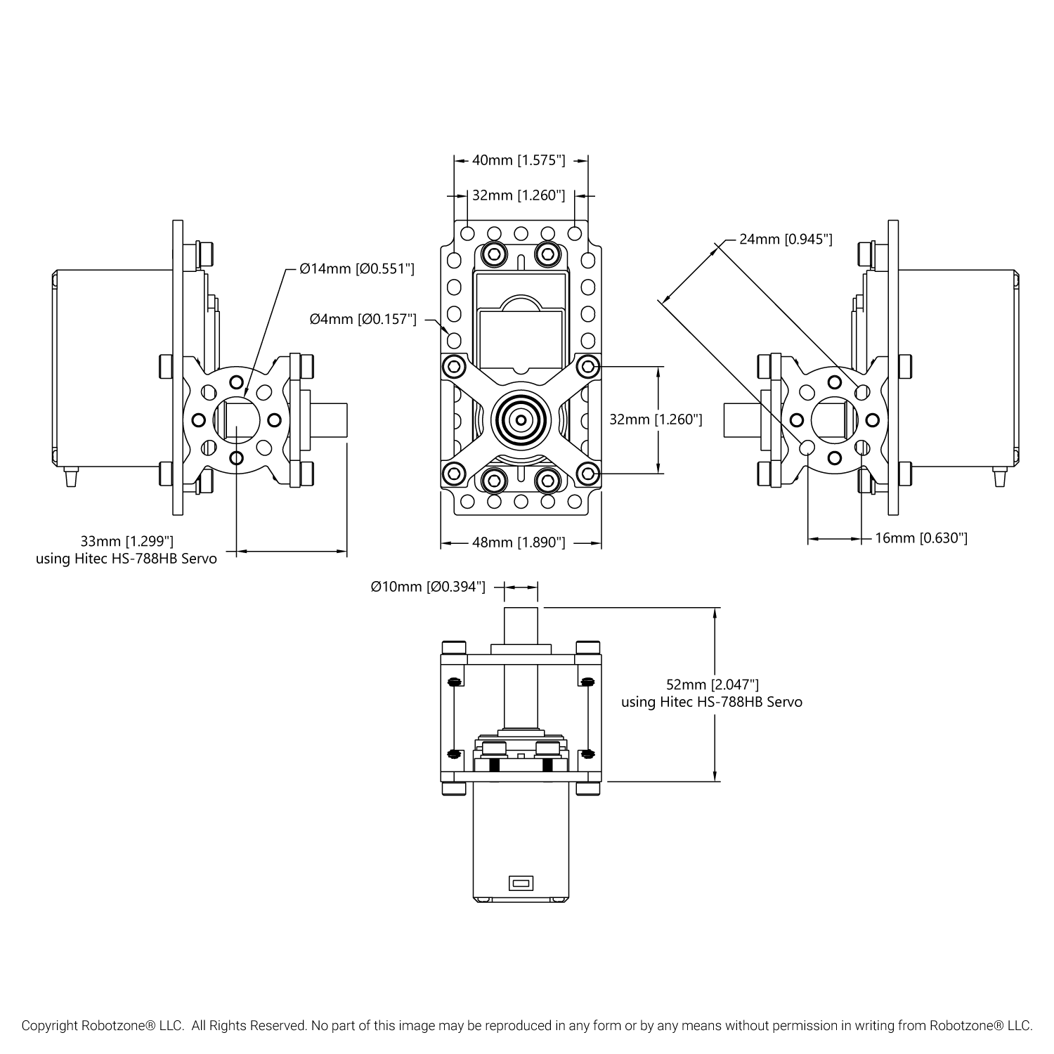 ServoBlock® (Large Size, 25 Tooth Spline, 10mm OD Shaft) - goBILDA®