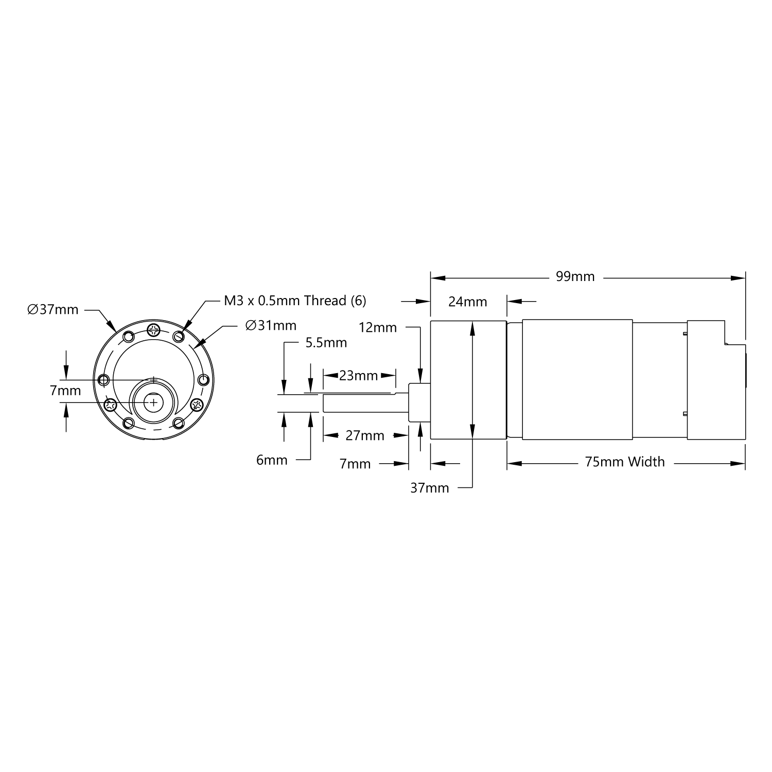 5201 Series, 26:1 Ratio, 210 RPM Spur Gear Motor w/Encoder