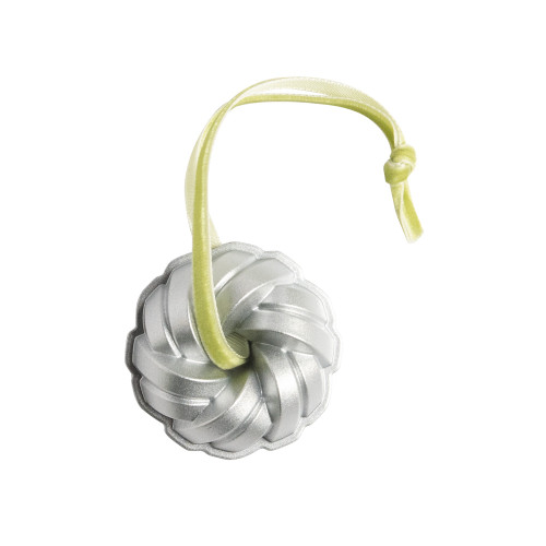 Braided Ornament Silver - a stunning silver ornament with intricate design and craftsmanship placed on a white background.