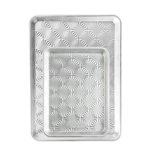 nordic ware vintage starburst baking sheet set including one half sheet and one quarter sheet