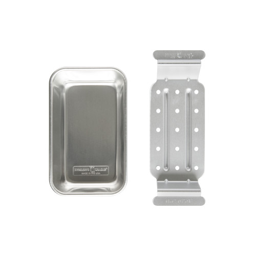 Nordic Ware aluminum meatloaf pan with perforated lifting trivet insert, natural silver finish