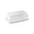 rectangular loaf cake keeper in white color with clear lid, plastic storage container
