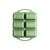 overhead view of aluminum mini loaf pan with 8 rectangular cavities showing green exterior finish