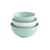 Nordic Ware 3 piece seaglass and white 5 quart, 3.5 quart and 2 quart bowls on white background