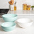 Nordic Ware 3 piece seaglass and white 5 quart, 3.5 quart and 2 quart bowls on kitchen countertop
