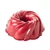 Red Nordic Ware aluminum swirl bundt pan with white translucent plastic cake keeper dome