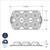 Nordic Ware Heritage Bundtlette pan dimensional drawing showing 6-cavity swirl design, 14.8x8.8 inches