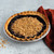 Baked blueberry crumble pie in Nordic Ware aluminum 9-inch pie pan with natural silver finish