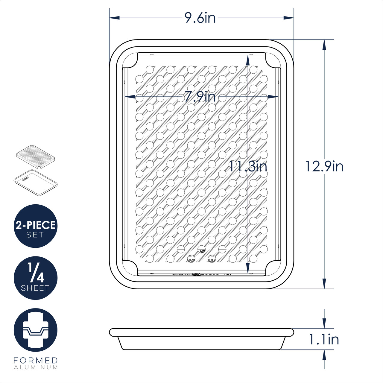 Quarter Sheet with Multi Rack dimensional drawing