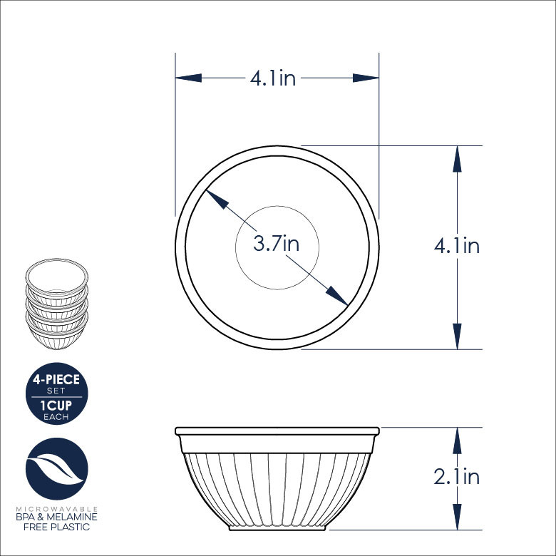 4 piece prep and serve mini bowl set dimensional drawing