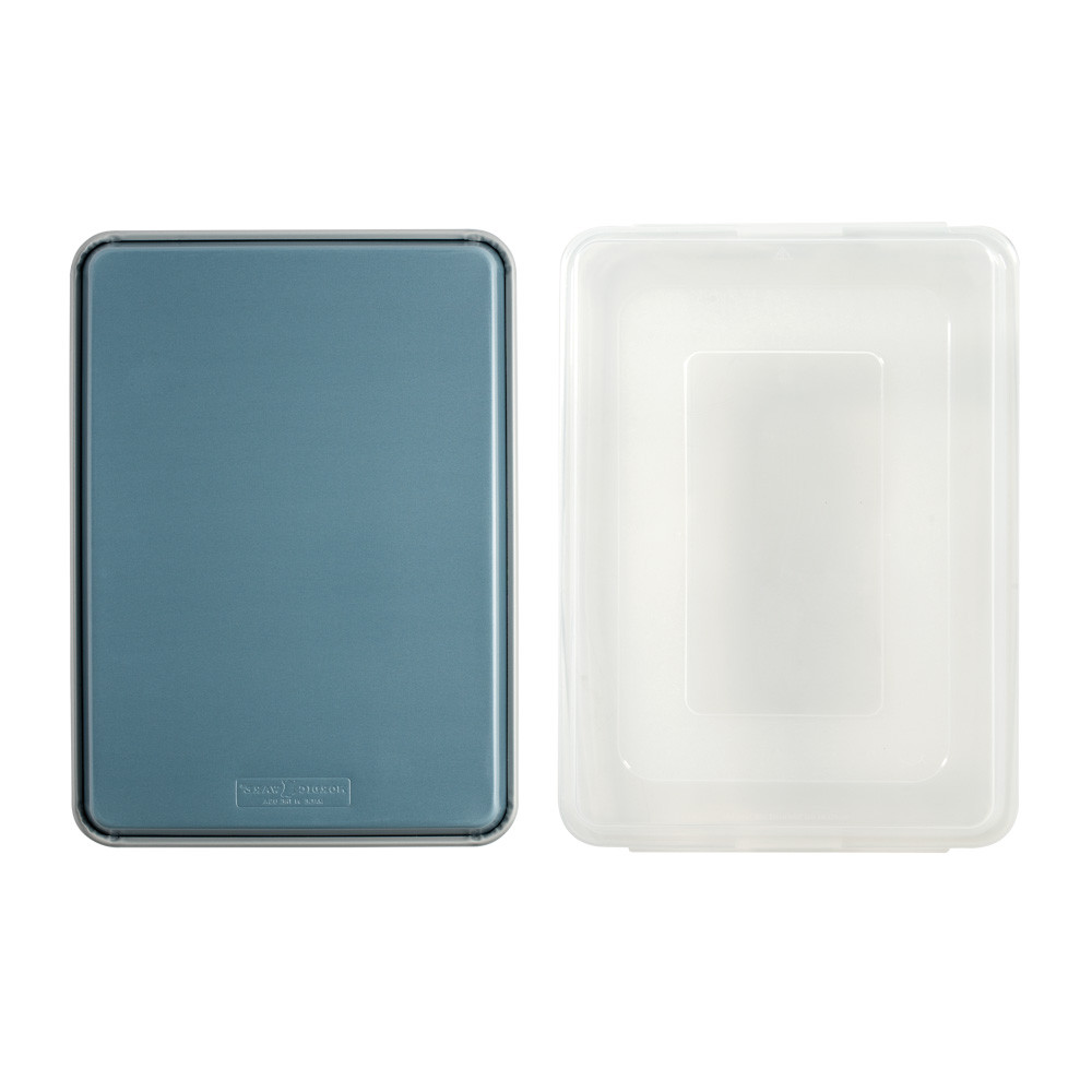 image showing back of brilliant half sheet and lid separated on white background