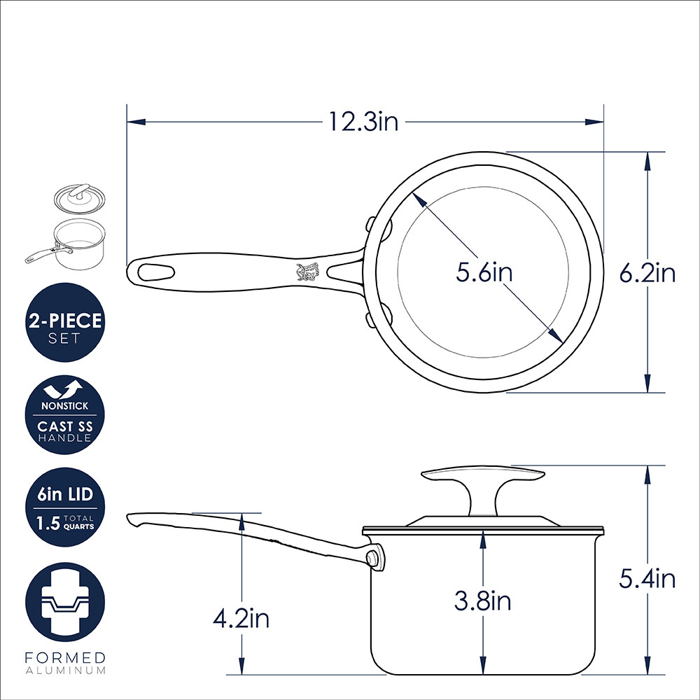 basalt 1.5qt saucepan with lid dimensional drawing