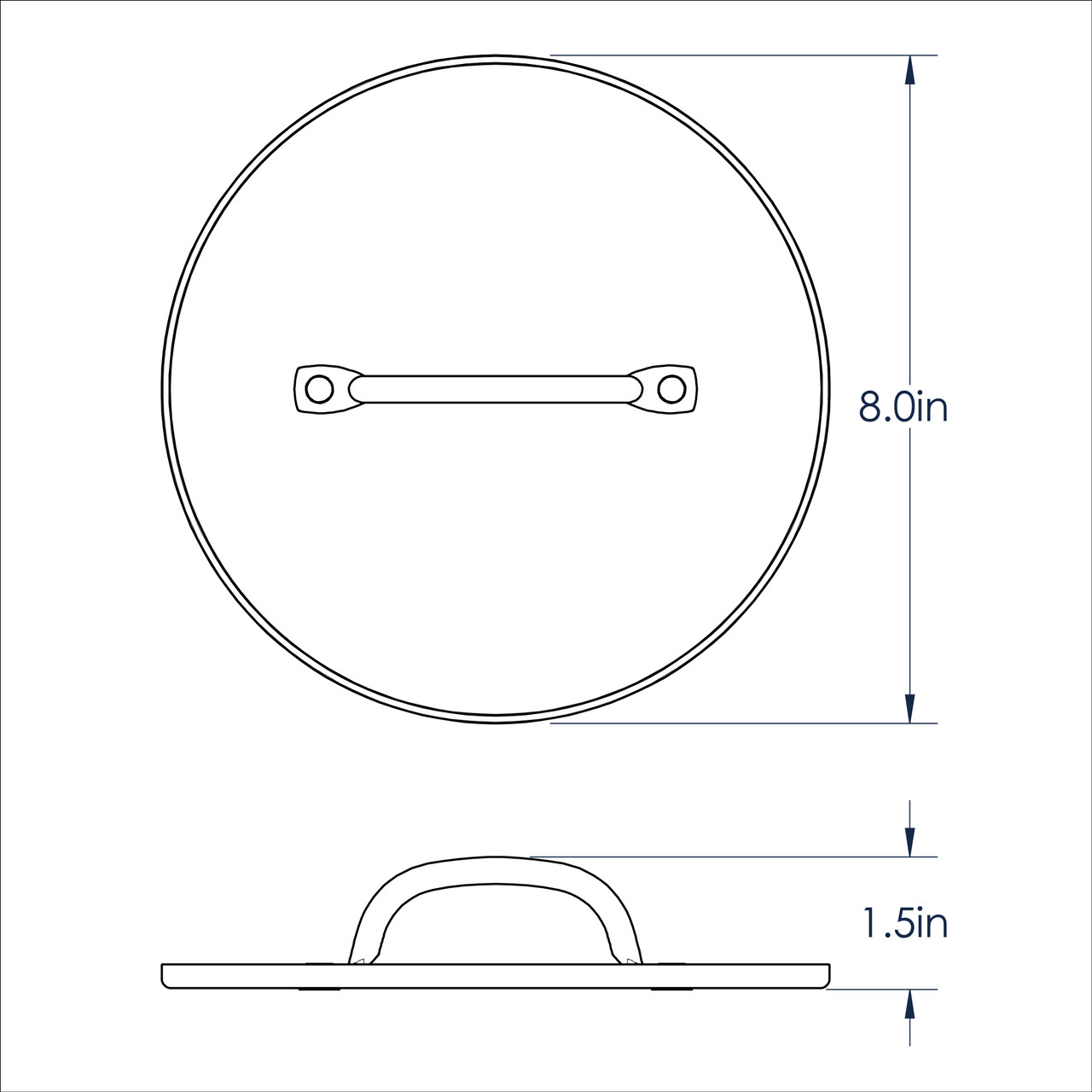 Nordic Ware weighted grill press technical dimensional drawing showing measurements and specifications