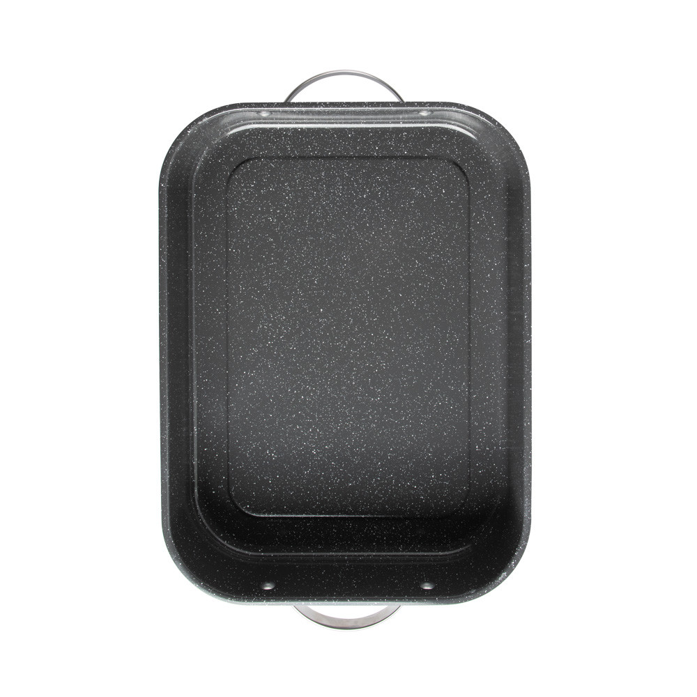 Nordic Ware Verde Grand Roaster with speckled nonstick interior and stainless steel handles