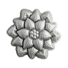 nordic ware cast aluminum poinsettia pull apart pan with intricate leaf design
