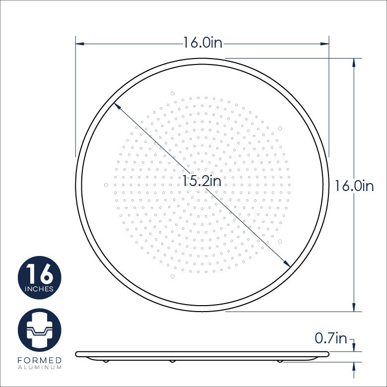 nordic ware aluminum perforated 16 inch hot air pizza crisper pan dimensional drawing