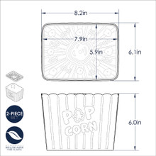 Nordic Ware Movie Night Popcorn Popper with translucent lid technical drawing with measurements