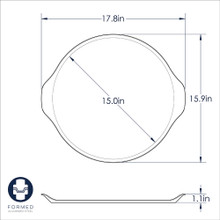 nordic ware pizza & baking steel pan technical drawing with measurements