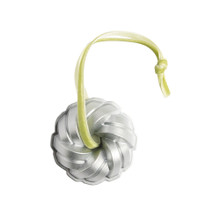 Braided Ornament Silver - a stunning silver ornament with intricate design and craftsmanship placed on a white background.