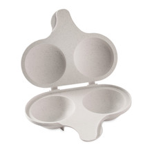 Nordic Ware aluminum egg poacher with two oval cavities, silver finish, designed for stovetop cooking