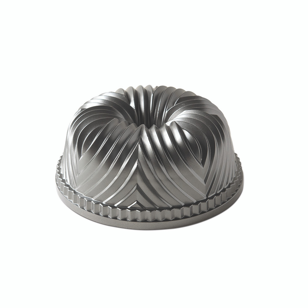 Nordic Ware Bavaria Bundt pan with intricate fluted design, dark graphite nonstick aluminum construction