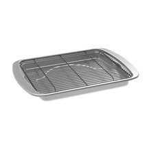 Nordic Ware aluminum two-piece oven crisping tray with wire rack insert and rimmed baking pan