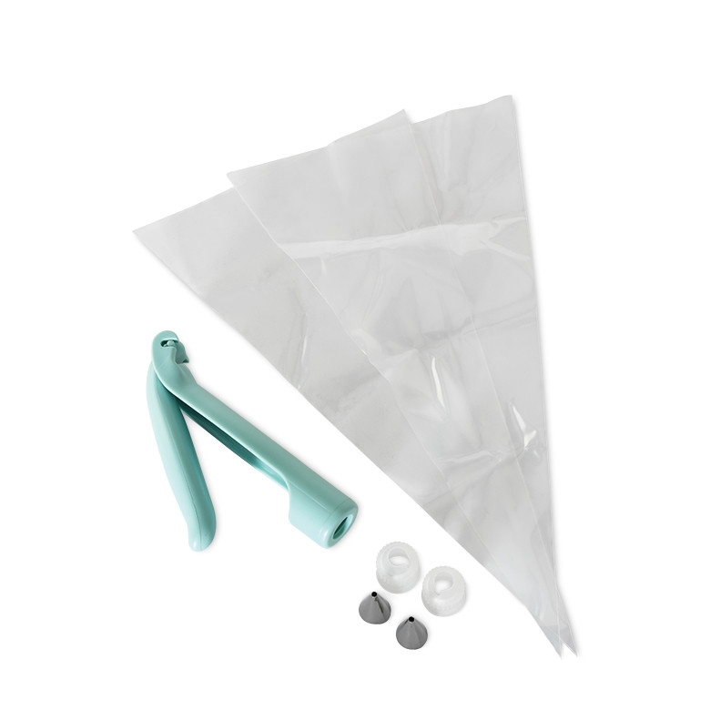 Nordic Ware E-Z Deco white plastic icing pen kit with decorating bags, metal tips, and couplers