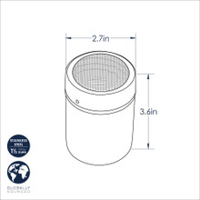 Nordic Ware aluminum powdered sugar duster with fine mesh screen lid, cylindrical canister in natural silver finish