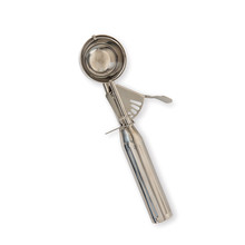 Nordic Ware stainless steel large cookie scoop with spring-loaded release mechanism and black handle