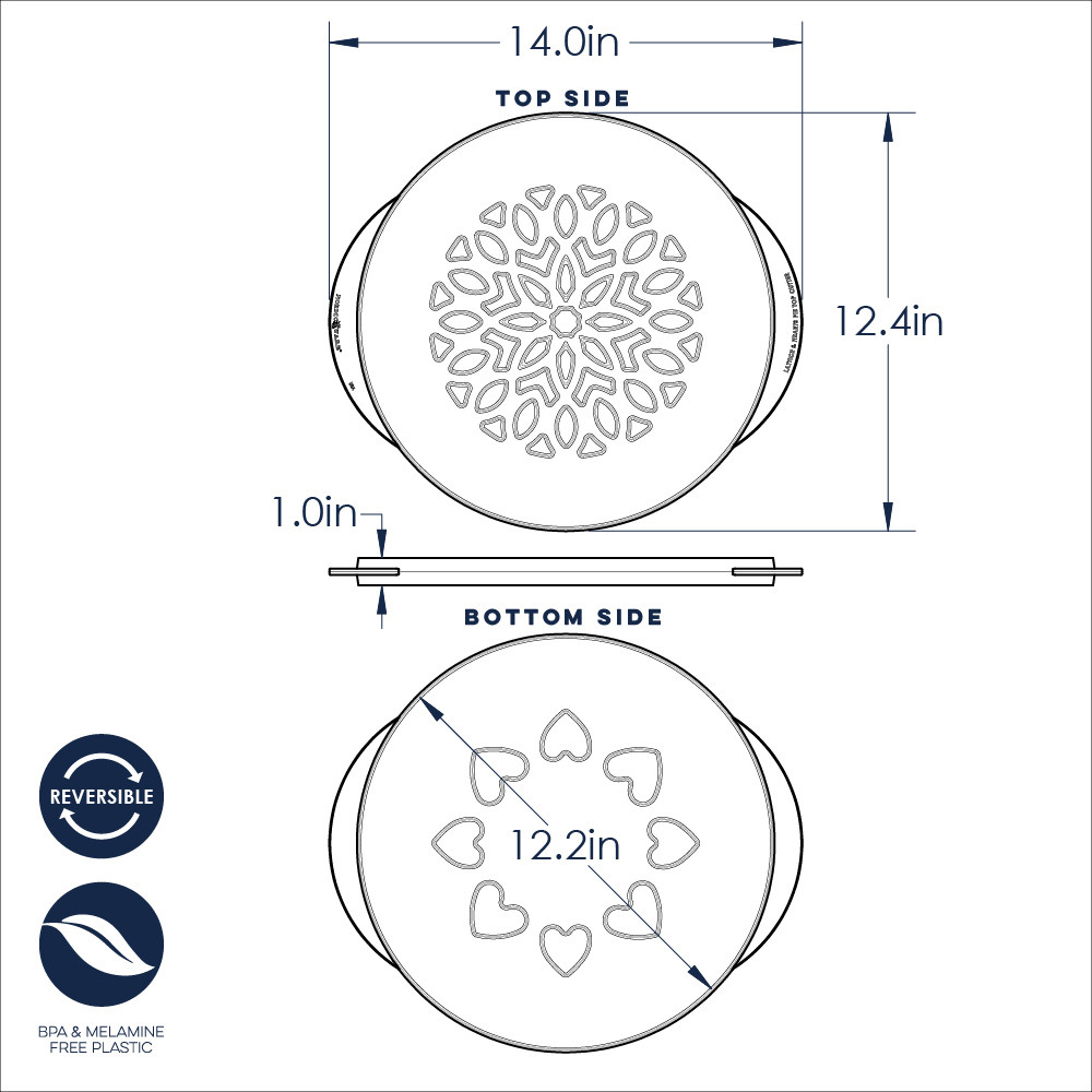 Nordic Ware aluminum pie top cutter tool with lattice pattern on one side and heart cutouts on reverse