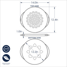 Nordic Ware aluminum pie top cutter tool with lattice pattern on one side and heart cutouts on reverse