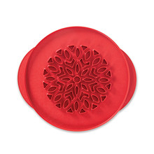 Nordic Ware aluminum pie top cutter with lattice pattern on one side and heart cutouts on reverse side