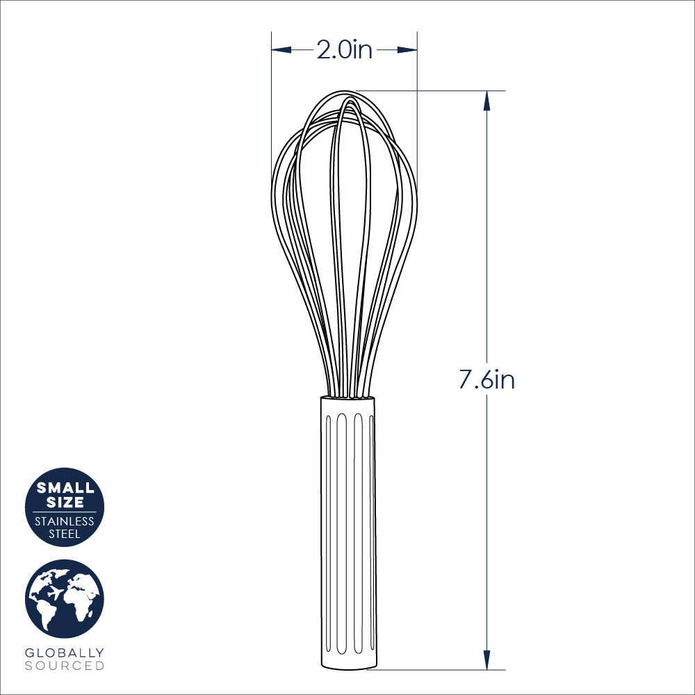 Nordic Ware small stainless steel whisk with wire beaters and black handle, compact kitchen utensil