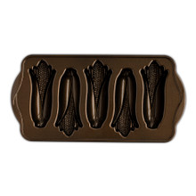 Nordic Ware aluminum corn cakes baking pan with bronze nonstick interior, 5 ear-shaped cavities