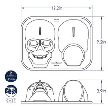 Haunted Skull Cake Pan dimensional drawing