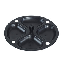 Nordic Ware nonstick egg poacher insert with 4 round white cavities and center handle, aluminum construction