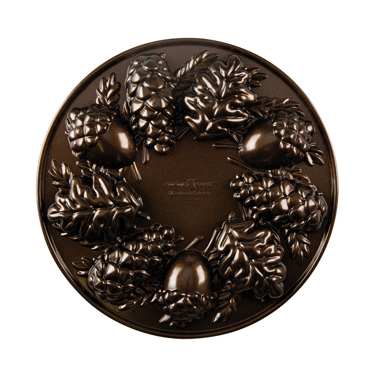 Nordic Ware Woodland Cakelet Pan, bronze aluminum with six tree-shaped cavities for individual cakes