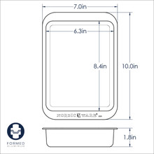 Nordic Ware Naturals aluminum rectangular baker with dimensional measurements and specifications diagram