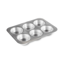 Nordic Ware Naturals aluminum 6-cup muffin pan, natural silver finish with rounded cavities