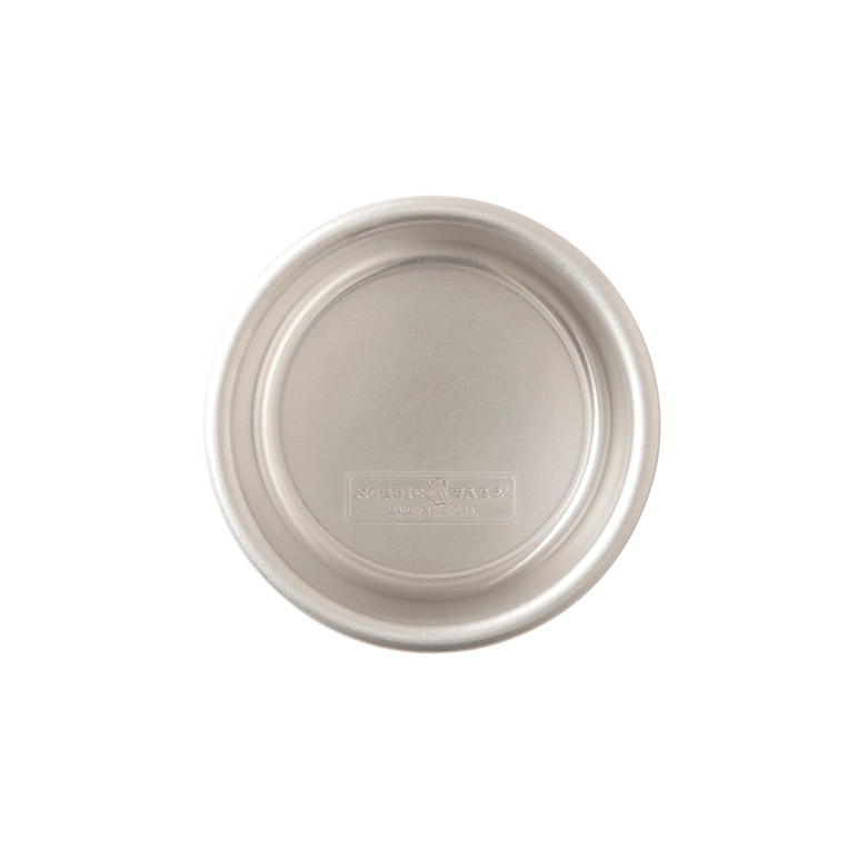 Nordic Ware Naturals aluminum 4-inch round layer cake pan, natural silver finish, overhead view